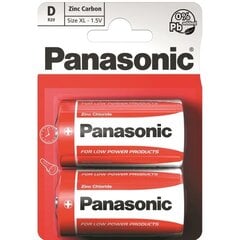 Батарейки Panasonic Red Zinc R20 (D), 2 шт. цена и информация | Батерейки | kaup24.ee