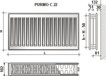 Keskkütteradiaator PURMO C 22, 600-1200 mm цена и информация | Keskkütteradiaatorid, konvektorid | kaup24.ee