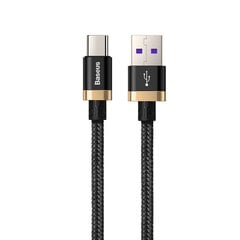 Кабель Baseus Purple Gold Red USB / USB-C SuperCharge 40W QC3.0 2M с нейлоновой оплеткой, черный (CATZH-BV1) цена и информация | Кабели для телефонов | kaup24.ee