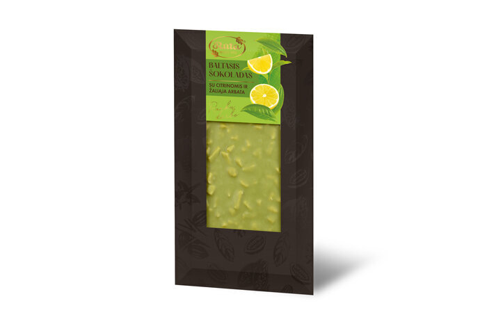 Valge šokolaad sidruni ja rohelise teega, 1 x 100g (karp) hind ja info | Maiustused | kaup24.ee