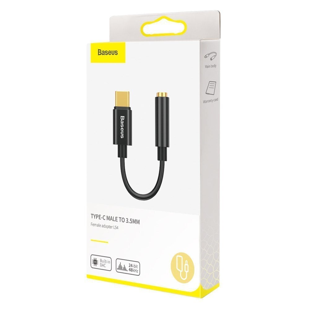 Baseus L54 USB-C kuni 3,5 mm emasadapter DAC 24-bitine 48 KHz must (CATL54-01) цена и информация | Mobiiltelefonide kaablid | kaup24.ee