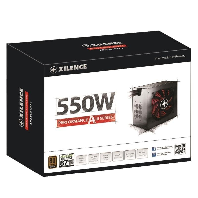 Power Supply|XILENCE|550 Watts|Efficiency 80 PLUS BRONZE|PFC Active|XN083 цена и информация | Toiteplokid (PSU) | kaup24.ee