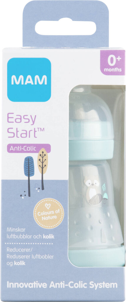 MAM lutipudel Easy Start Anti-Colic, 0 kuud+, 160 ml, blue цена и информация | Lutipudelid ja aksessuaarid | kaup24.ee