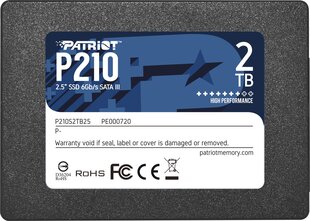 Patriot P210S2TB25 цена и информация | Внутренние жёсткие диски (HDD, SSD, Hybrid) | kaup24.ee