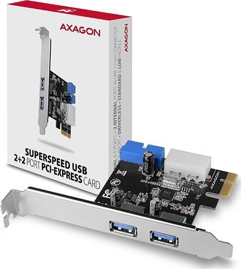 Adapter Axagon PCEU-232VL PCIe, 2+2 x, USB 3.0, UASP, VIA + LP цена и информация | Regulaatorid | kaup24.ee