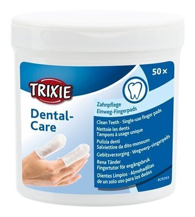 Vatipadjad-sõrmkübarad hammaste hooldamiseks Trixie, 50 tk hind ja info | Hooldusvahendid loomadele | kaup24.ee