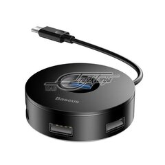 Baseus Hub 4in1 USB-C to USB 3.0 + 3x USB 2.0 15cm, must цена и информация | Адаптеры и USB-hub | kaup24.ee