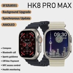 HK8 Pro Max Ultra meeste 49 mm AMOLED-ekraaniga kompass, NFC nutikell must цена и информация | Аксессуары для смарт-часов и браслетов | kaup24.ee