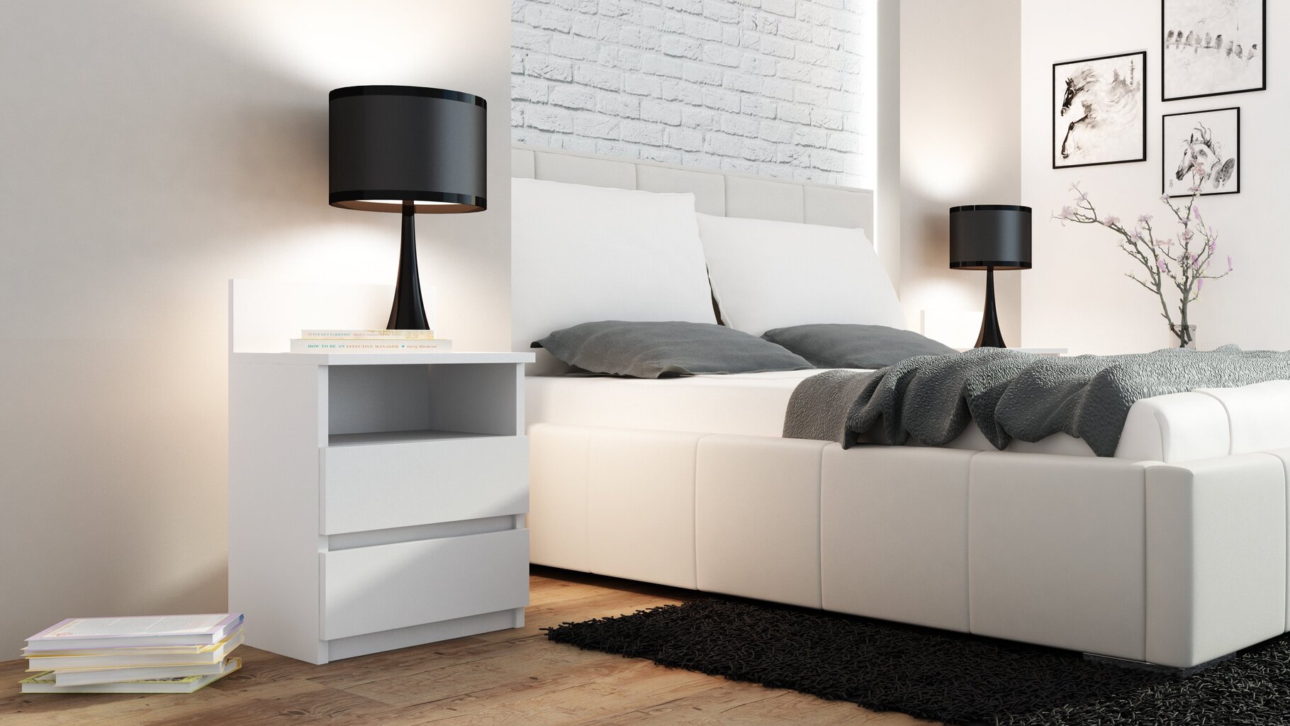 Öökapp ADRK Furniture Puna M1, valge hind ja info | Öökapid | kaup24.ee