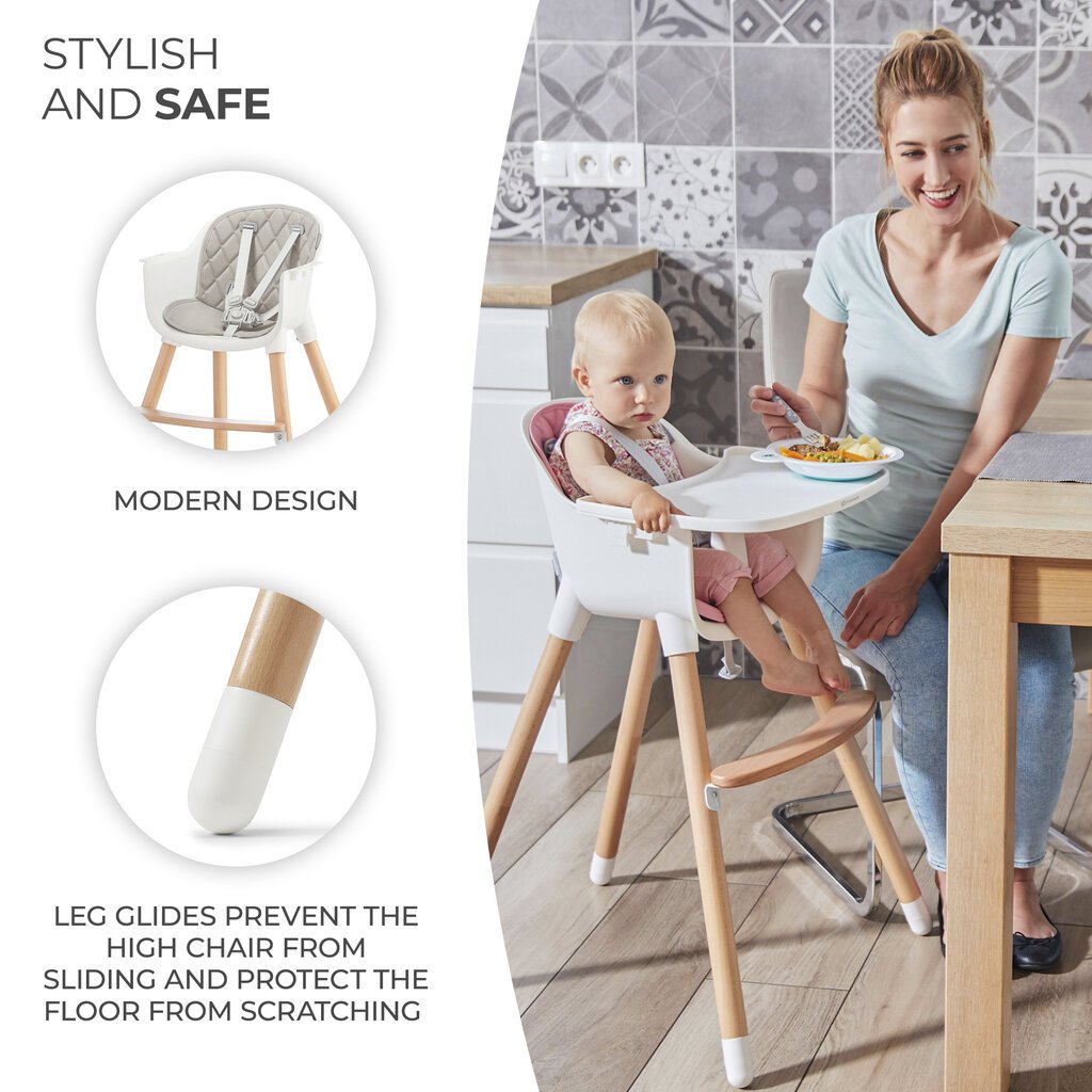 Laste söögitool Kinderkraft Sienna, grey hind ja info | Laste söögitoolid | kaup24.ee