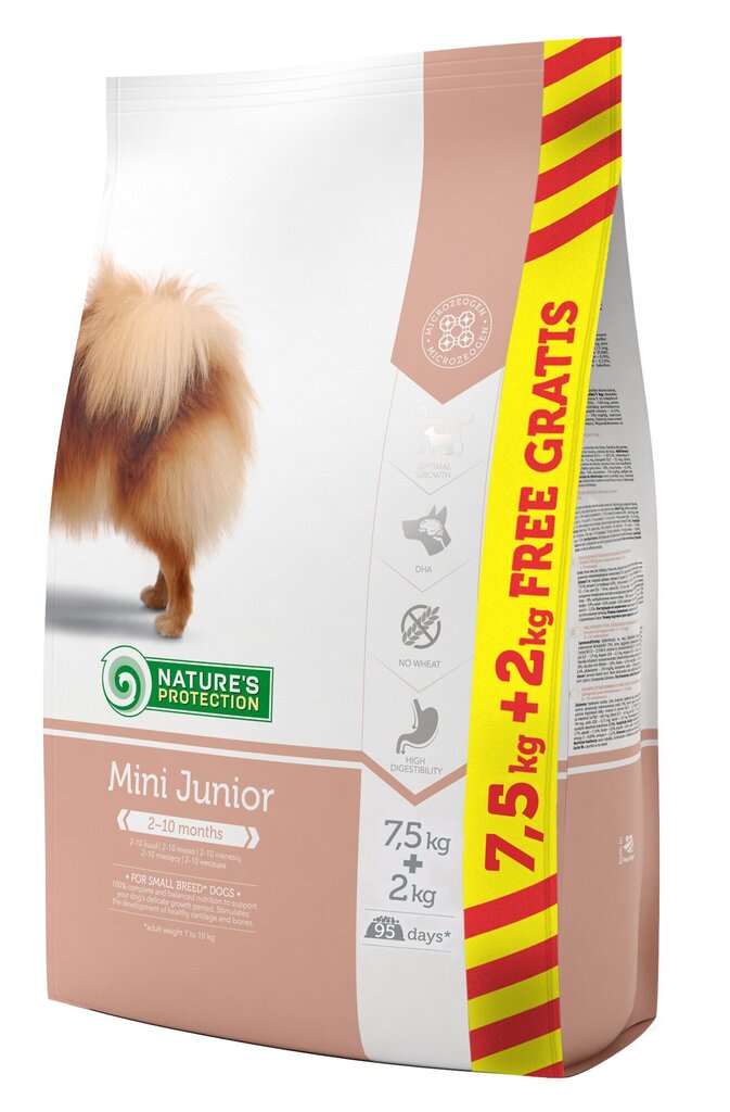 Nature's Protection Mini Junior kuivtoit koertele, 7,5 kg + 2 kg hind ja info | Kuivtoit koertele | kaup24.ee