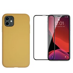 Силиконовый чехол «SoundBerry» Full protection + защитное стекло для iPhone 11 Pro, желтый цена и информация | Чехлы для телефонов | kaup24.ee