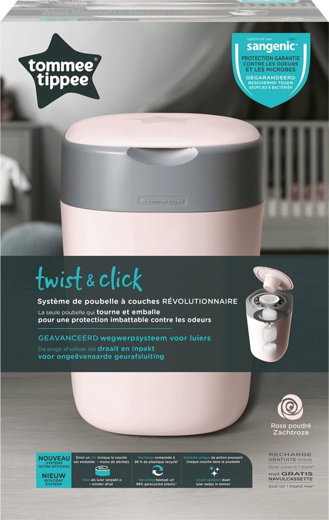 Mähkmekonteiner Tommee Tippee Sangenic Twist&Click, roosa цена и информация | Mähkmed | kaup24.ee