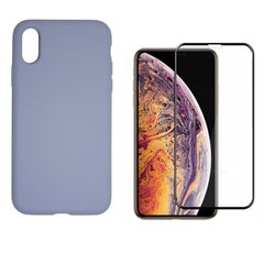 Силиконовый чехол «SoundBerry» Full protection + защитное стекло для iPhone X/XS, фиолетовый цена и информация | Чехлы для телефонов | kaup24.ee