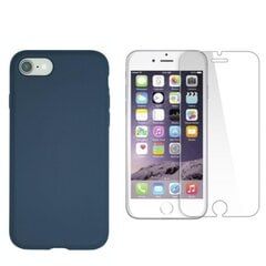 Силиконовый чехол «SoundBerry» Full protection + защитное стекло для iPhone 7 Plus, 8 Plus, темно-синий цвет цена и информация | Чехлы для телефонов | kaup24.ee