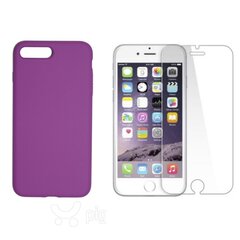 Силиконовый чехол «SoundBerry» Full protection + защитное стекло для iPhone 7 Plus, 8 Plus, фиолетовый цена и информация | Чехлы для телефонов | kaup24.ee