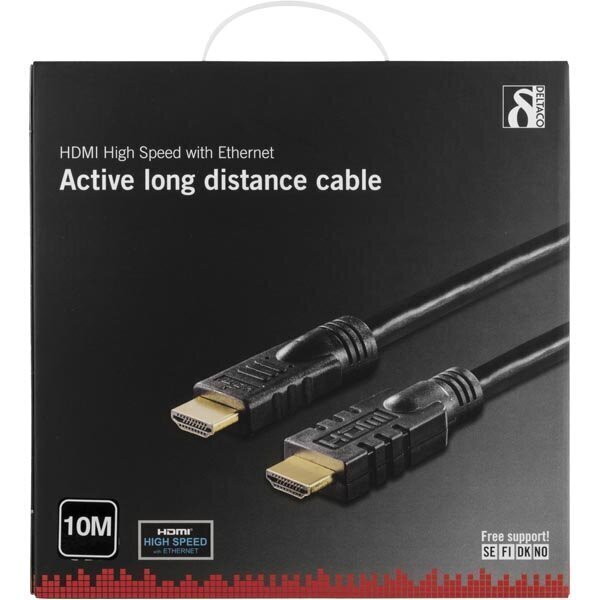 DELTACO HDMI-1100, aktiivne HDMI kaabel, HDMI Type A ha, 10m цена и информация | Kaablid ja juhtmed | kaup24.ee