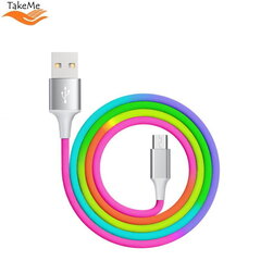 TakeMe Rainbow серии тканевый плетеный кабель Micro USB на USB для подзаряда / передачи данных QC 3.0 1м цена и информация | Кабели для телефонов | kaup24.ee