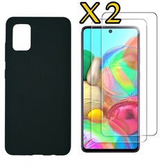 Protection Set - ekraani kaitseklaas 2 tükki Soundberry Basic + silikoonist ümbris telefonile Samsung Galaxy A51 must цена и информация | Защитные пленки для телефонов | kaup24.ee