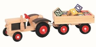 Деревянный трактор с прицепом и кубиками Bino, 17 шт. цена и информация | Игрушки для мальчиков | kaup24.ee