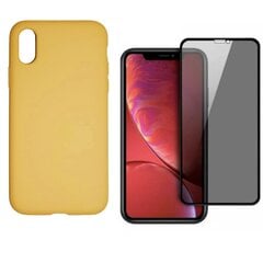 Full protection Set - silikoonist ümbris - kollane (granola) + ekraani kaitseklaas Privacy telefonile iPhone X/XS hind ja info | Telefoni kaaned, ümbrised | kaup24.ee