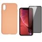 Full protection Set - silikoonist ümbris - oranž (salmon) + ekraani kaitseklaas Privacy telefonile iPhone X/XS hind ja info | Telefoni kaaned, ümbrised | kaup24.ee