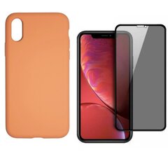 Full protection Set - silikoonist ümbris - oranž (tangerine) ekraani kaitseklaas Privacy telefonile iPhone X/XS hind ja info | Telefoni kaaned, ümbrised | kaup24.ee