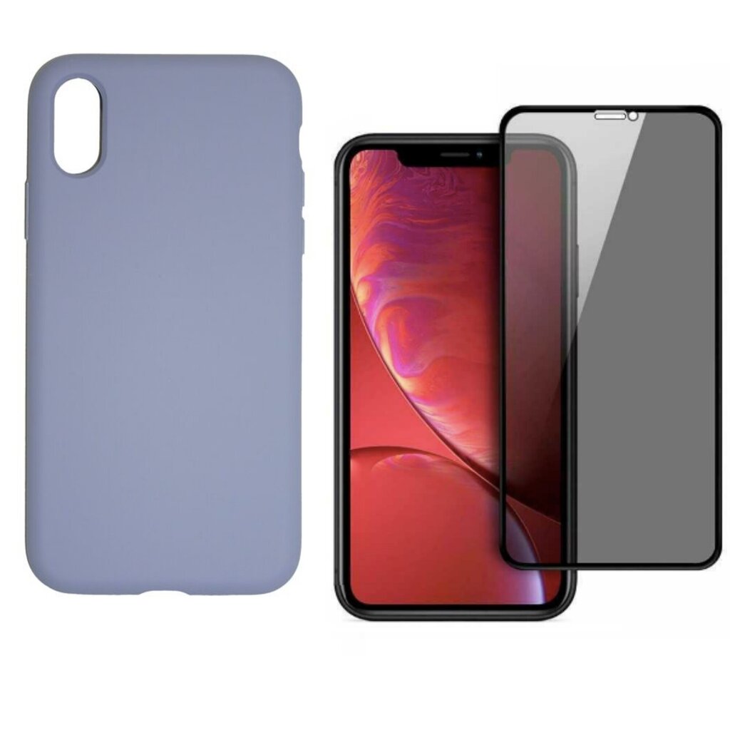 Full protection Set - silikoonist ümbris - lilla (mauve) + ekraani kaitseklaas Privacy telefonile iPhone X/XS hind ja info | Telefoni kaaned, ümbrised | kaup24.ee