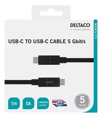 Deltaco USBC-1501M, USB-C, 1 m цена и информация | Кабели и провода | kaup24.ee