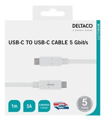 Deltaco USBC-1502M, USB-C, 1m hind ja info | Kaablid ja juhtmed | kaup24.ee