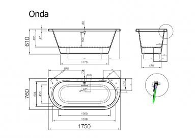 Vann Vispool Onda, 175x75, ristkülikukujuline, valge hind ja info | Vannid | kaup24.ee