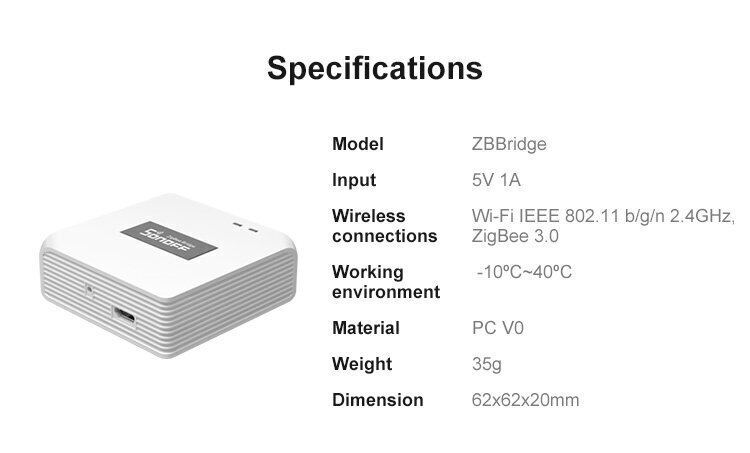 SONOFF ZigBee Bridge - liides ZigBee ja Wi-Fi seadmetele hind ja info | Valvesüsteemid, kontrollerid | kaup24.ee