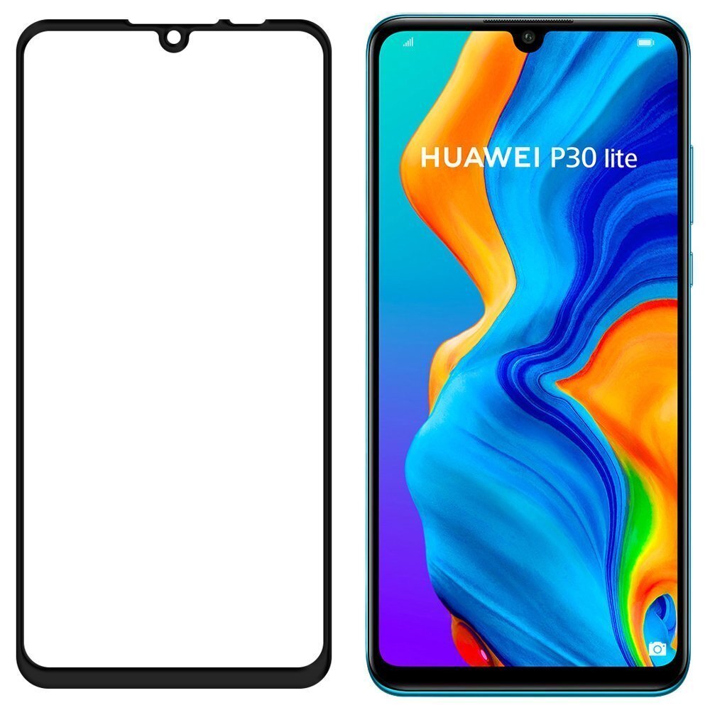 Kaitseklaas Wozinsky telefonile Huawei P30 Lite, must цена и информация | Ekraani kaitsekiled | kaup24.ee