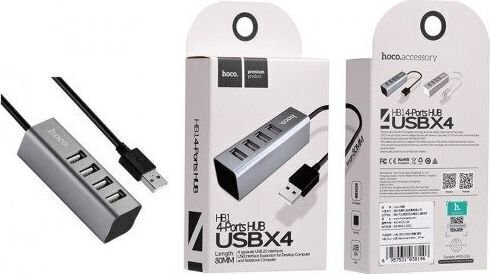 USB jaotur Hoco HB1 su 4 USB pesaga цена и информация | USB jagajad, adapterid | kaup24.ee