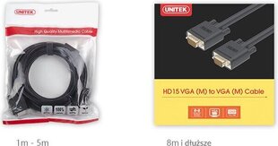 UNITEK Y-C512 Кабель VGA HD15 M/M 8м, Y-C512 цена и информация | Кабели и провода | kaup24.ee
