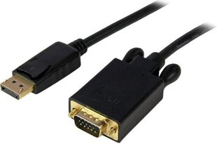 DisplayPort-VGA Adapter Startech DP2VGAMM6B   (1,8 m) Must 1.8 m hind ja info | Kaablid ja juhtmed | kaup24.ee