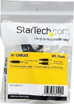 Audiojuhe (3.5mm)-2 RCA Kaabel Startech MU3MMRCA   0,9 m Must цена и информация | Kaablid ja juhtmed | kaup24.ee