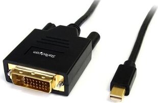 Mini DisplayPort-DVI Adapter Startech MDP2DVIMM6   (1,8 m) Must 1.8 m hind ja info | Kaablid ja juhtmed | kaup24.ee