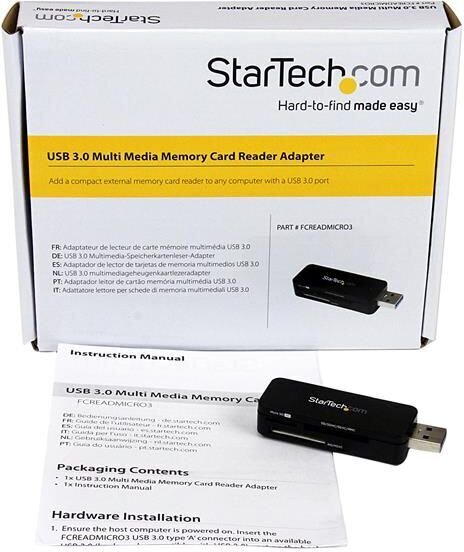 Kaardilugeja Startech FCREADMICRO3  Must hind ja info | USB jagajad, adapterid | kaup24.ee