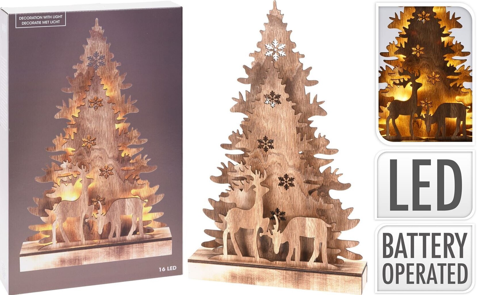 Valgustatud 3D jõuludekoratsioon, 16 LED, 38.5 cm hind ja info | Jõulukaunistused | kaup24.ee