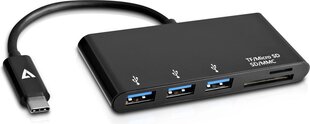 V7 V7UC3U-HUB-BLK-1E цена и информация | Адаптеры и USB-hub | kaup24.ee