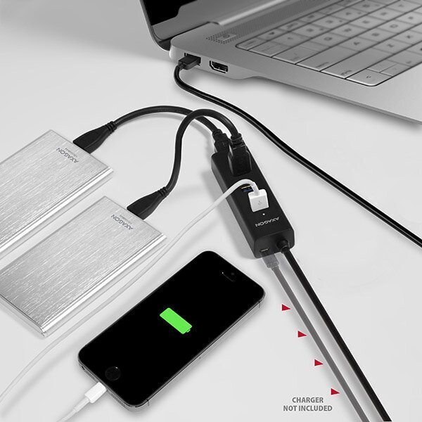 AXAGON HUE-S2BL 4x USB3.0 Charging Hub 1.2m Cable, MicroUSB Charging hind ja info | USB jagajad, adapterid | kaup24.ee