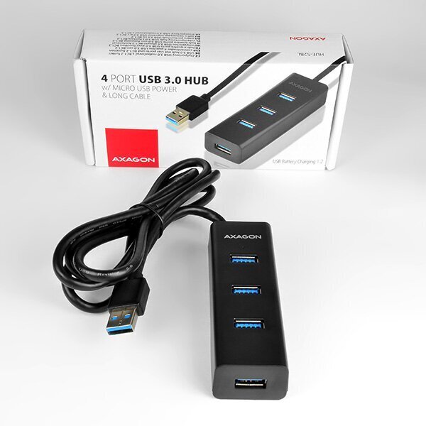 AXAGON HUE-S2BL 4x USB3.0 Charging Hub 1.2m Cable, MicroUSB Charging hind ja info | USB jagajad, adapterid | kaup24.ee