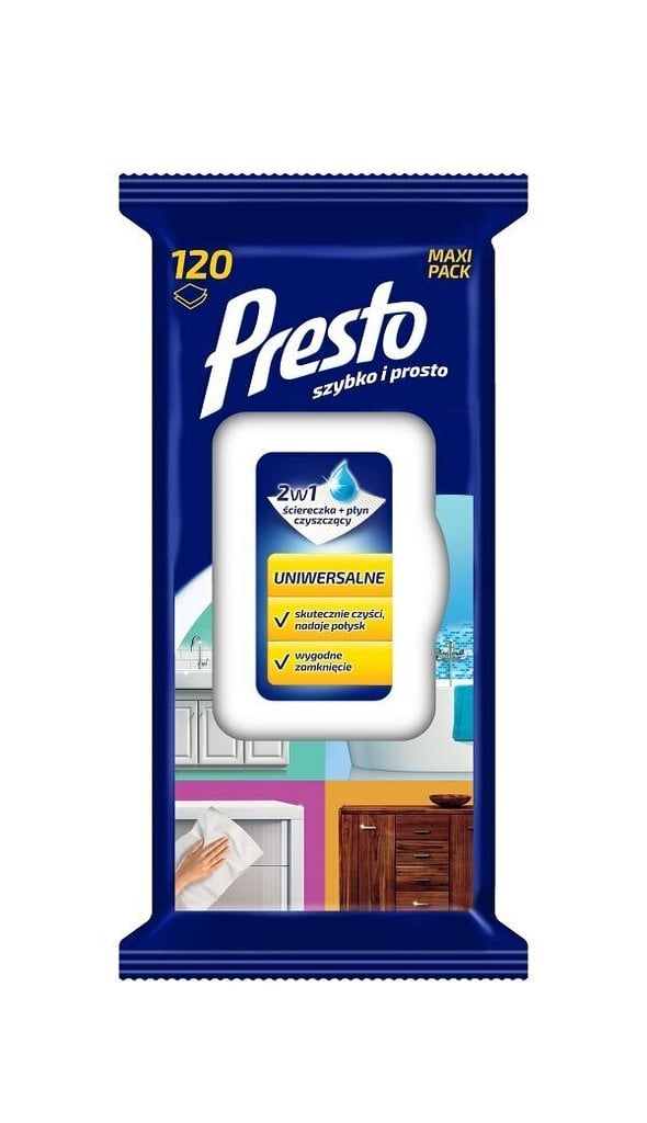 Niisked salvrätikud Presto Maxi Pack 120 tk. hind ja info | Puhastusvahendid | kaup24.ee