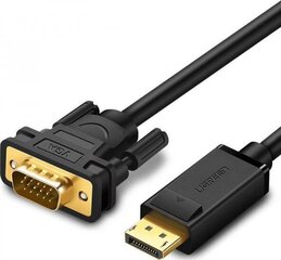 Ugreen DP105 DisplayPort -kaabel VGA FullHD ühepoolsele 1,5 m mustale hind ja info | Kaablid ja juhtmed | kaup24.ee
