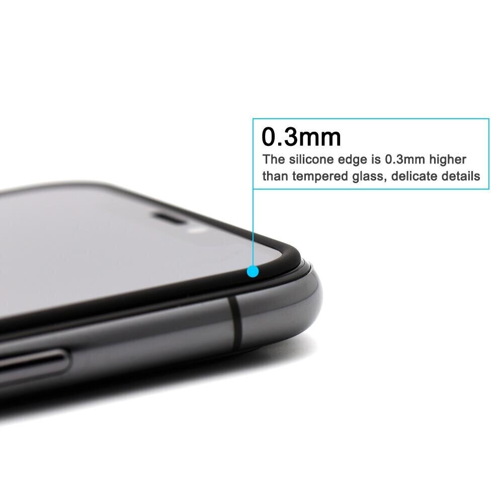 Ekraani kaitseklaas telefonile SILICONE EDGE iPhone X/XS/11 PRO GREEN Tempered glass Full Glue, Full Cover SOUNDBERRY hind ja info | Ekraani kaitsekiled | kaup24.ee