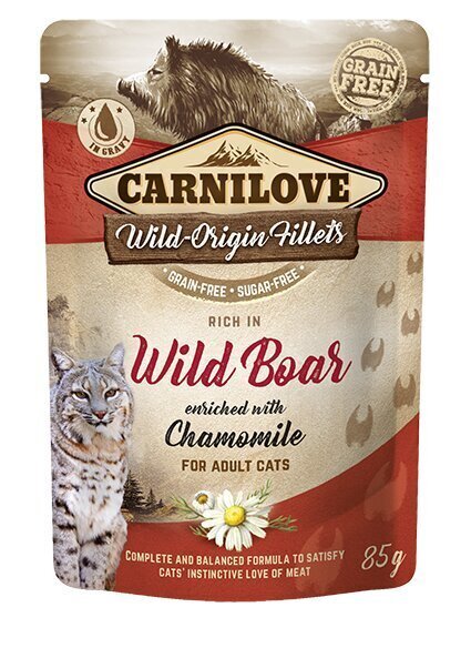 Carnilove Cat Pouch Wild Boar Chamomile einekotike kassidele 85g цена и информация | Konservid kassidele | kaup24.ee