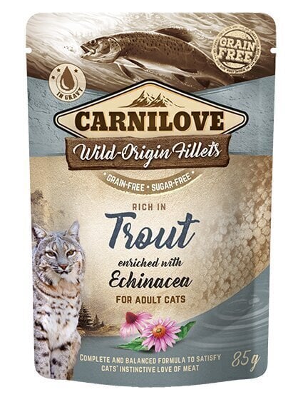 Carnilove Cat Pouch Trout Echinacea einekotike kassidele 85g цена и информация | Konservid kassidele | kaup24.ee