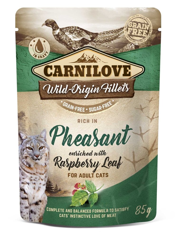 Carnilove Cat Pouch Pheasant with Raspberry Leaves einekotike kassidele 85g hind ja info | Konservid kassidele | kaup24.ee