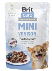 Brit Care Mini pouch Venision fillets in gravy влажный корм для собак 85г цена и информация | Консервы для собак | kaup24.ee